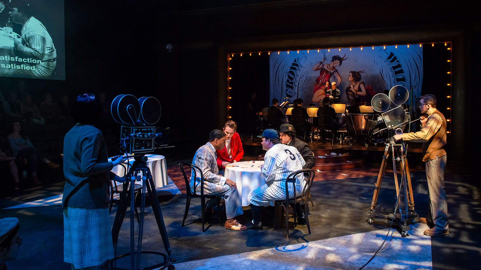 Set in a film studio, Maryland Opera Studio’s “Mahagonny Songspiel” features American icons Nat King Cole (Justin Harrison), James Dean (Jeremy Harr), Babe Ruth (Mike Hogue) and Charlie Chaplin (Dallas Gray).