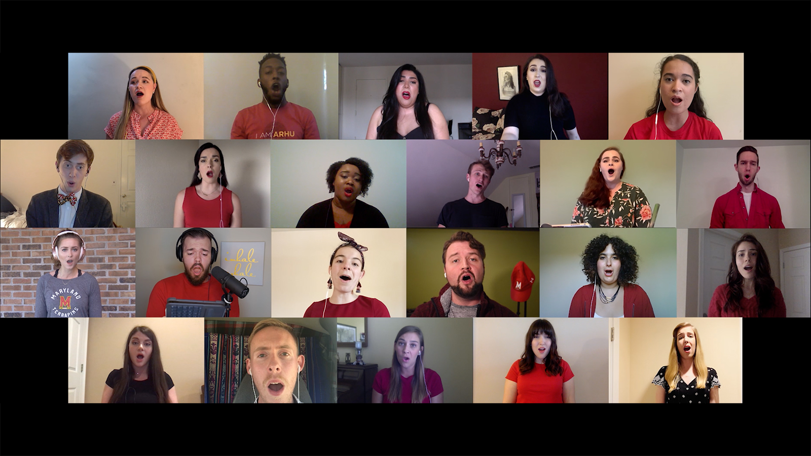  Screenshot of opera singers performing in the virtual video performance.