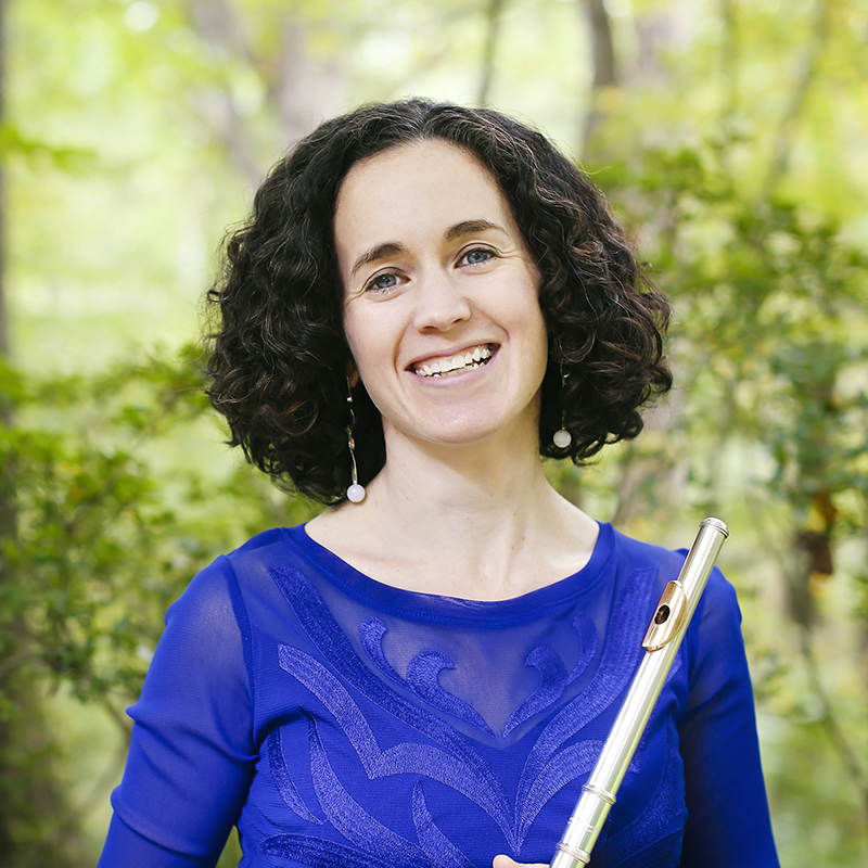  Headshot of Sarah Frisof with flute.
