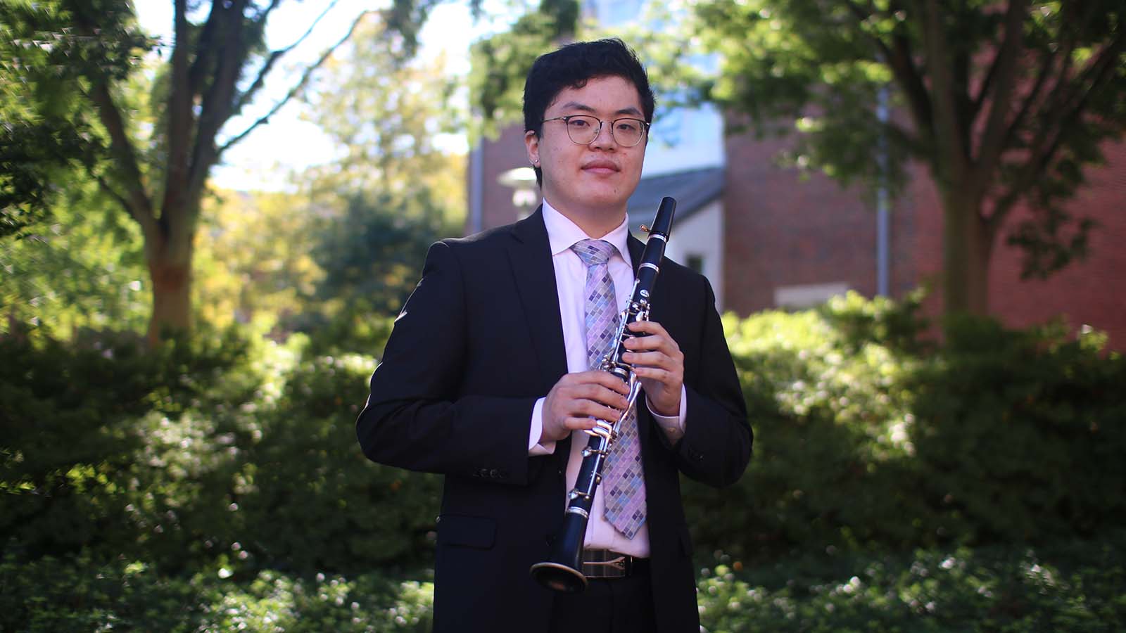 Andrew Zhang with his clarinet.
