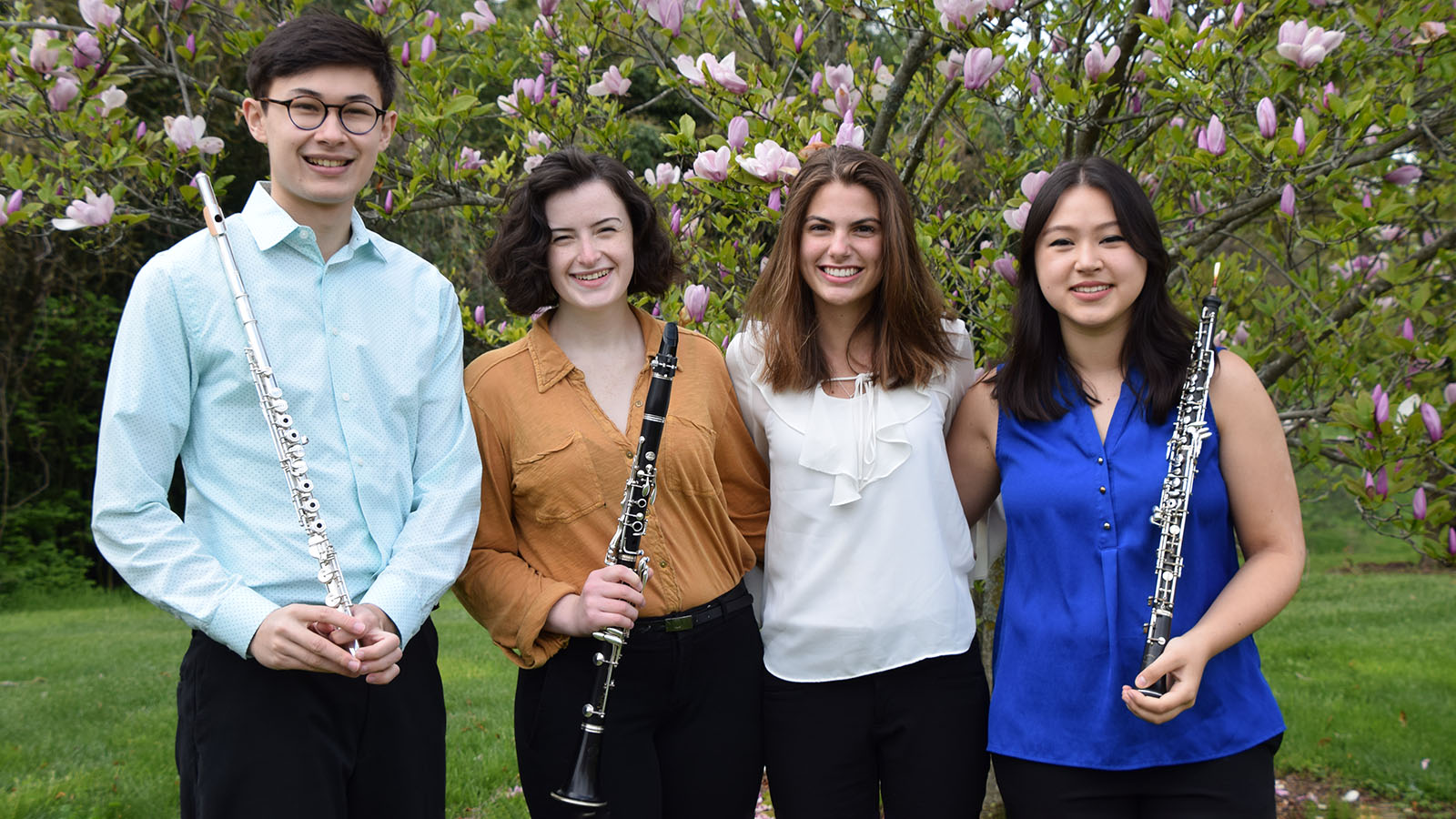 Flutist Matthew Ober, clarinetist Casey Schreck, pianist Maggie Johns, and oboist Stephanie Treat.
