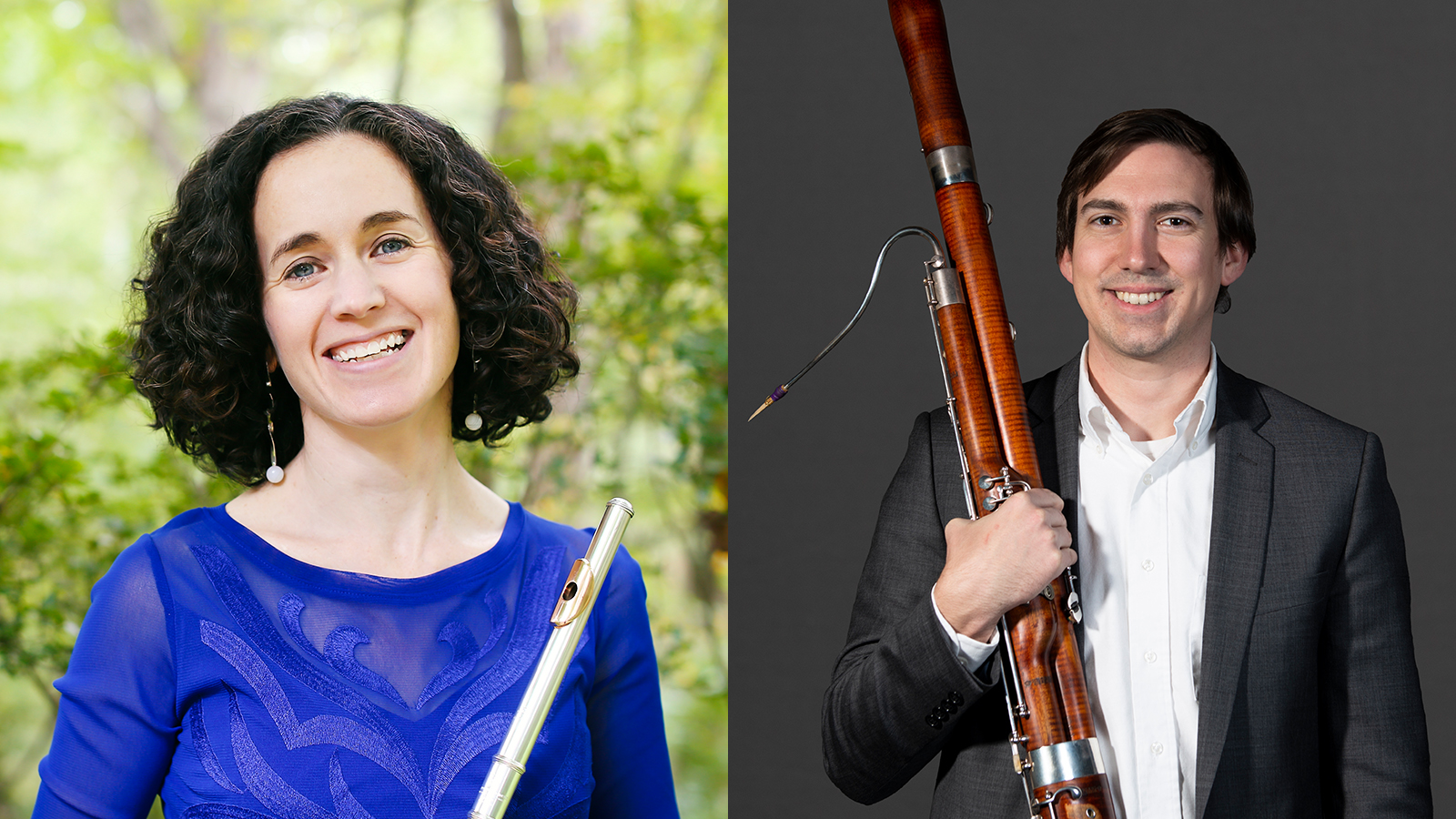  Headshots of music faculty Sarah Frisof and Joseph Grimmer.