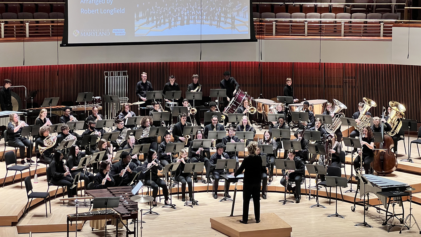 Image of the University of Maryland Wind Ensemble performing at Music for All's Mid-Atlantic Concert band Festival