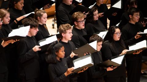 The Chamber Singers perform at the University of Maryland's School of Music at the Clarice Smith Performing Arts Center. Photo by David Andrews